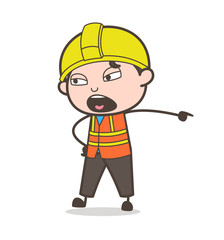 Very Angry and Shouting Expression - Cute Cartoon Male Engineer Illustration