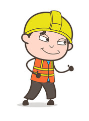 Happy Face Running Pose - Cute Cartoon Male Engineer Illustration
