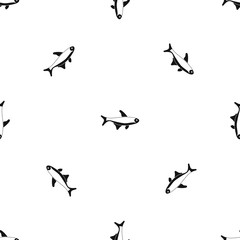 Fish pattern seamless black