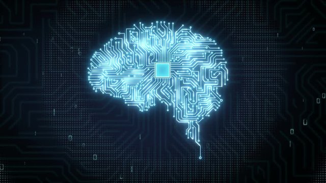 Brain connected CPU chip circuit board, 4K size movie.grow artificial intelligence. 1. 
