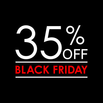 35% off. Black Friday sale and discount banner. Sales tag design template. Vector illustration.