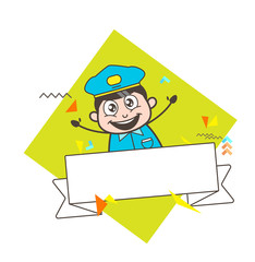 Cheerful Mailman with Blank Message Banner