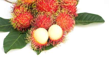 rambutan fruit on a white background.