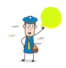 Happy Young Mailman Hand Gesture