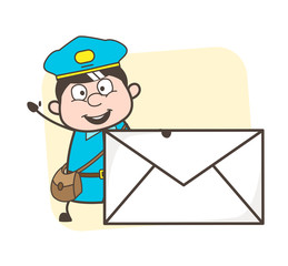 Joyful Mailman with Envelope Vector