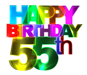 Happy Birthday - Bunte 3d Buchstaben - 55 - weiß