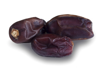Pile of sweet saudi khudri dates on white background