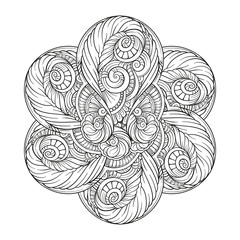 Abstract black and white mandala pattern