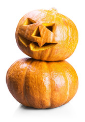 Obraz premium Jack lantern for Halloween made of pumpkin isolated on white background