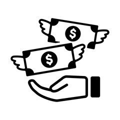 spending money / wasting money / flying money icon