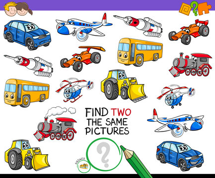 find two the same vehicles activity game