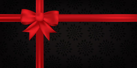 rote Schleife auf schwarzem Blumen-Hintergrund - Gutschein