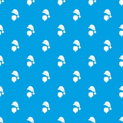 Santa Claus hat and beard pattern seamless blue