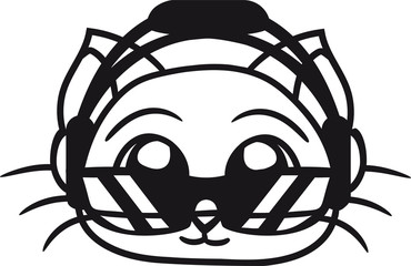 gesicht kopf cool sonnenbrille kopfhörer musik hören chillen liegend entspannen anschleichen kind baby hübsch süß niedlich katze kätzchen comic cartoon design haustier
