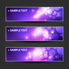 Set of Horizontal Colorful Abstract Banners For Holidays and Advertisements, Christmas, New Year Designs
