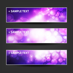 Set of Horizontal Colorful Abstract Banners For Holidays, Christmas, New Year Designs