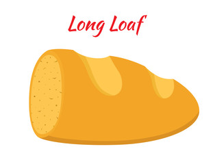 Bread, whole grain loaf, bakery, pastry. Cartoon flat style. Vector