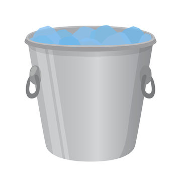 Ice bucket for alcohol, cooler. Cartoon flat style. Vector illustration