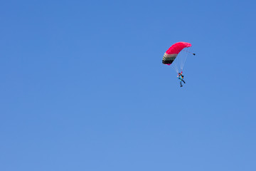  parachutist on pink and black wing