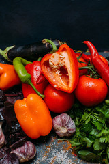 Vegetable food organic pepper tomato background vegetarian concept