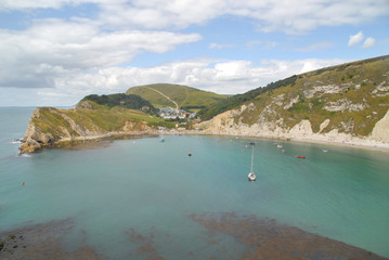 Sail ingships in Lulworth Cove, Dorset, United Kingdom