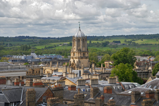 View of Tom Tower of Chist Church College from University Church, Oxford