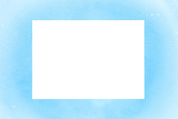 blank white card on blue ice background