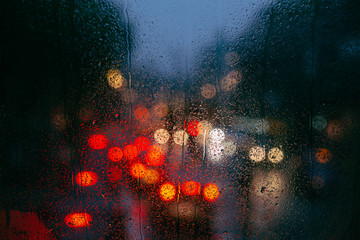 Cold Rainy Busy Street