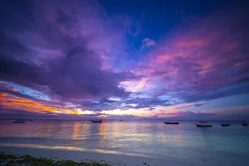 Foto op Plexiglas Nungwi Strand, Tanzania Sunset landscape over Nungwi beach, Zanzibar island, Tanzania  