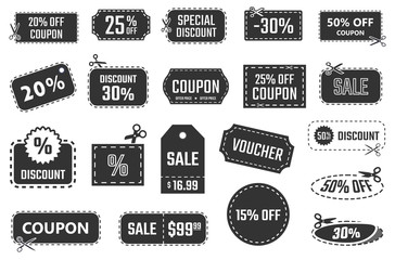 sale coupons. discount banners and labels set