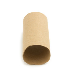 Brown tissue paper roll core isolated on white background
