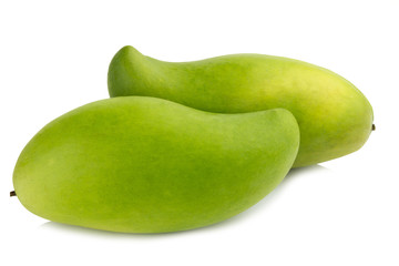 Fresh green mango isolated on white background