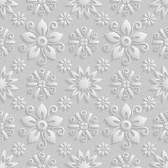 Seamless 3D white floral  pattern,  vector. Endless texture can be used for wallpaper, pattern fills, web page  background,  surface textures.