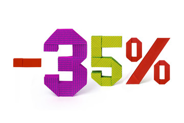 Origami text of discount sale 35 percent