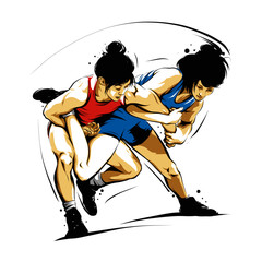 wrestling action 4 - obrazy, fototapety, plakaty
