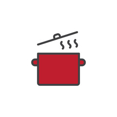 Cooking pan filled outline icon
