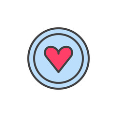 Heart in a circle plate filled outline icon