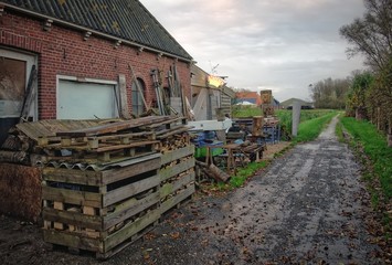 Dutch village in the sunset