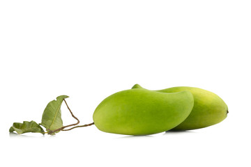 Fresh green mango isolated on white background
