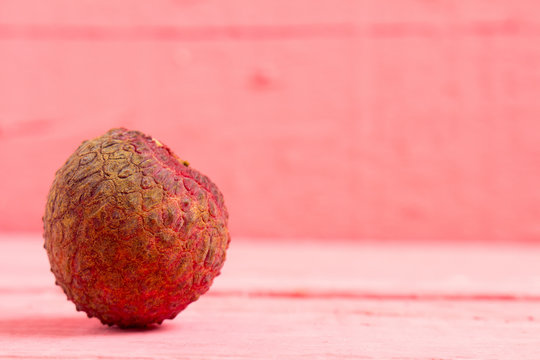 lychee fresh on pink wood