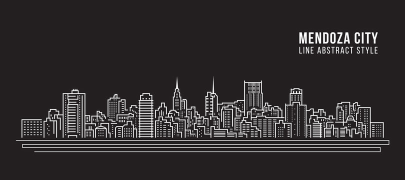 Cityscape Building Line art Vector Illustration design - Mendoza city