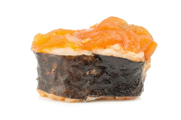 Japanese Cuisine Sushi. single. one. on white background.