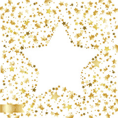  golden falling stars on a white background