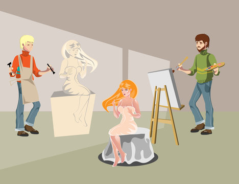 Cartoon sculptor and painting artist