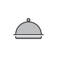 Hotel restaurant food tray filled outline icon