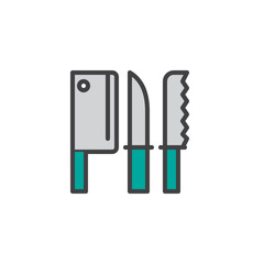 Kitchen knives filled outline icon