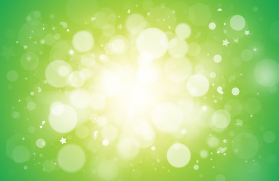 Soft green glitter sparkles rays lights bokeh Festive Elegant abstract background.