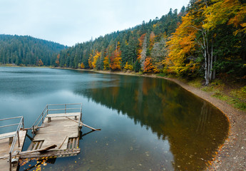 Lake Synevyr autumn view.