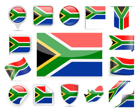 South Africa Flag Vector Set