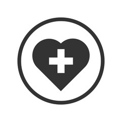 Linear Heart with cross icon - vector iconic design
